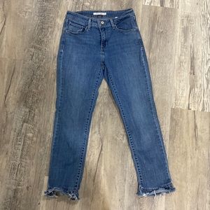 Levi Strauss & Co Mid-Rise Skinny Jean with ruffled bottoms